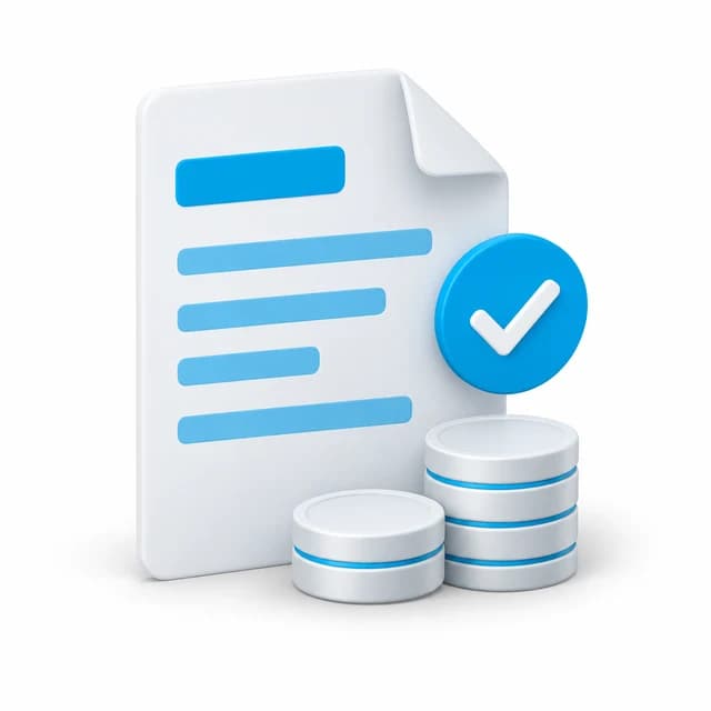 Invoice symbol with coins and a confirmation check