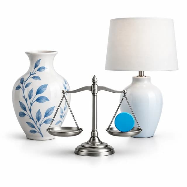 Household contents beside a value scale