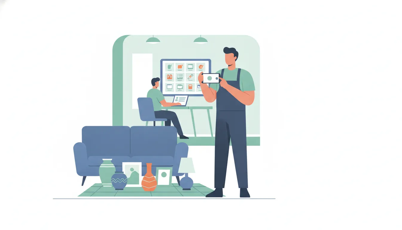 Restoration technician using AI-assisted contents inventory software