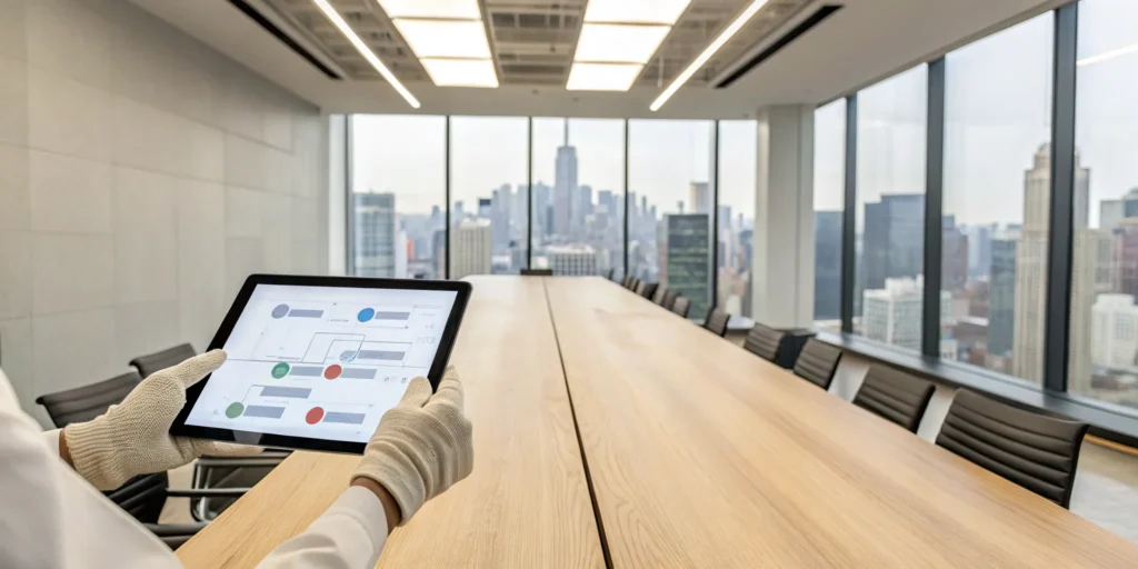 A professional uses a tablet to organize data and streamline information management.