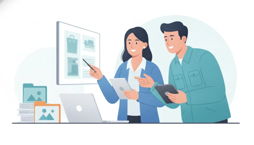 Restoration professionals reviewing contents claim documentation